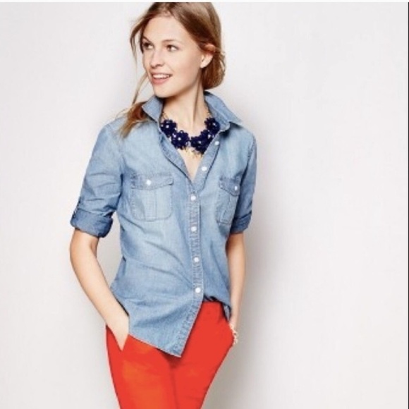 J. Crew Tops - J. Crew Chambray Button down The Perfect Shirt